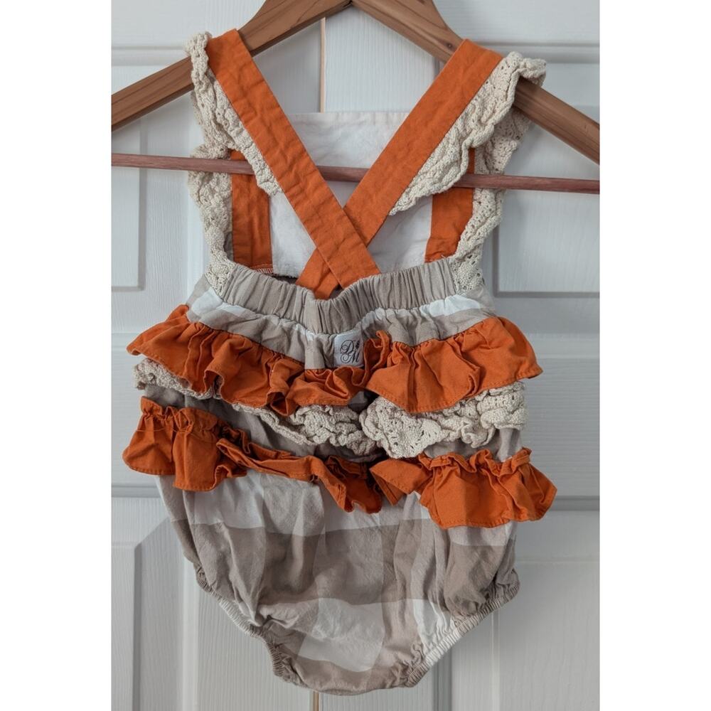 Darling Mae by Ricrac & Ruffles Embroidered Pumpkin Romper - Picture 4 of 7